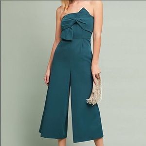 Anthropologie Strapless Green Jumpsuit
